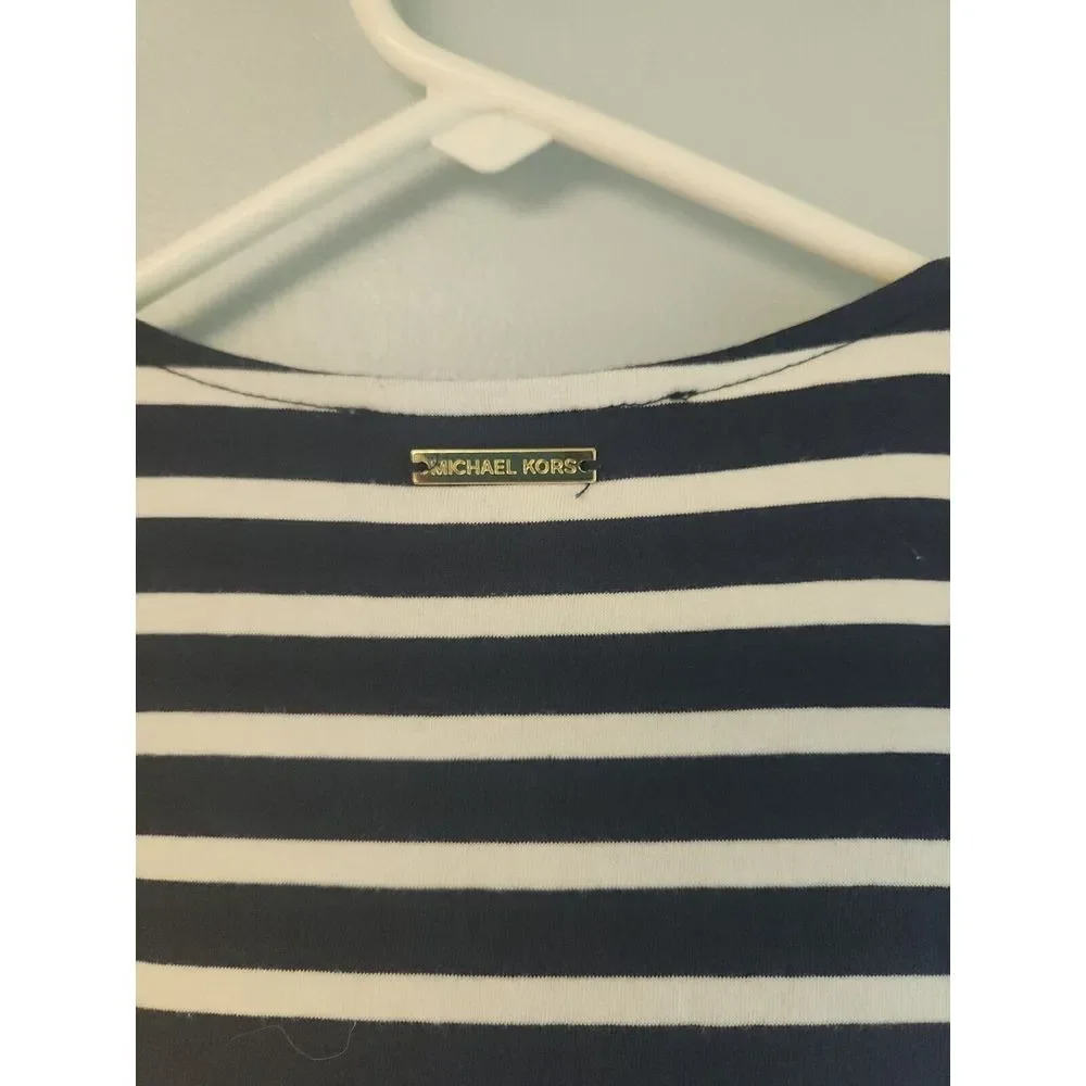 Michael Kors Dress womens XS jersey blue white‎ stripe lace up sailor womens